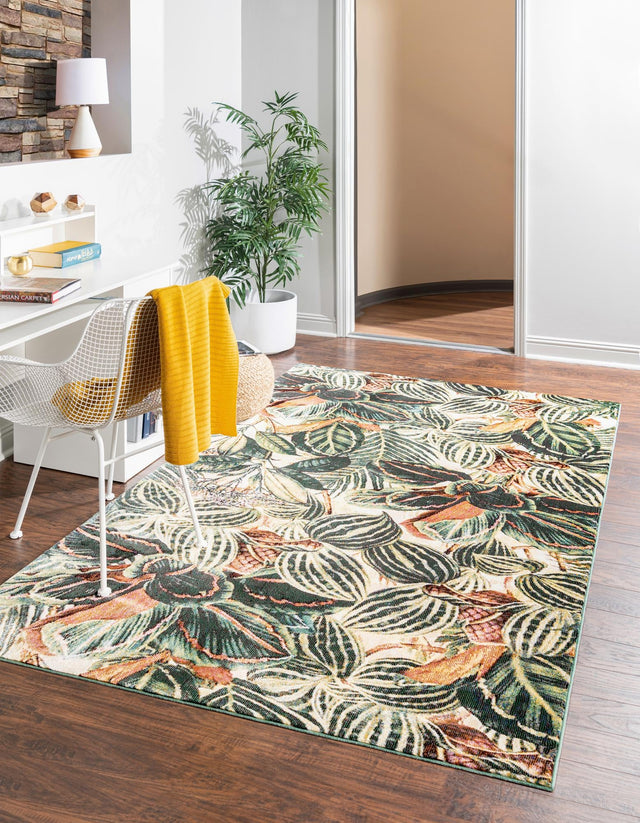 Multicolor 5' 3 x 7' 10 Blossom Rectangle Area Rug 100% Polypropylene With Cotton Backing Easy Clean Colorful Blooming Blossoming Flower Floral Plant Carpet for Living Dining Room Office Dorms for Sale at Rug Engine