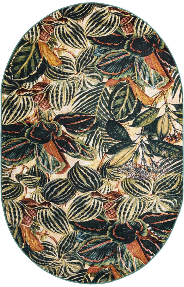 Multicolor 5' 3 x 7' 10 Blossom Oval Area Rug 100% Polypropylene With Cotton Backing Easy Clean Colorful Blooming Blossoming Flower Floral Plant Carpet for Living Dining Room Office Dorms for Sale at Rug Engine