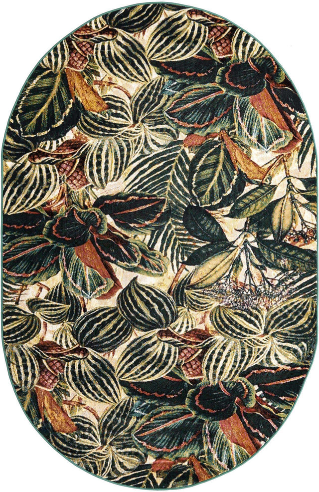 Multicolor 5' 3 x 7' 10 Blossom Oval Area Rug 100% Polypropylene With Cotton Backing Easy Clean Colorful Blooming Blossoming Flower Floral Plant Carpet for Living Dining Room Office Dorms for Sale at Rug Engine