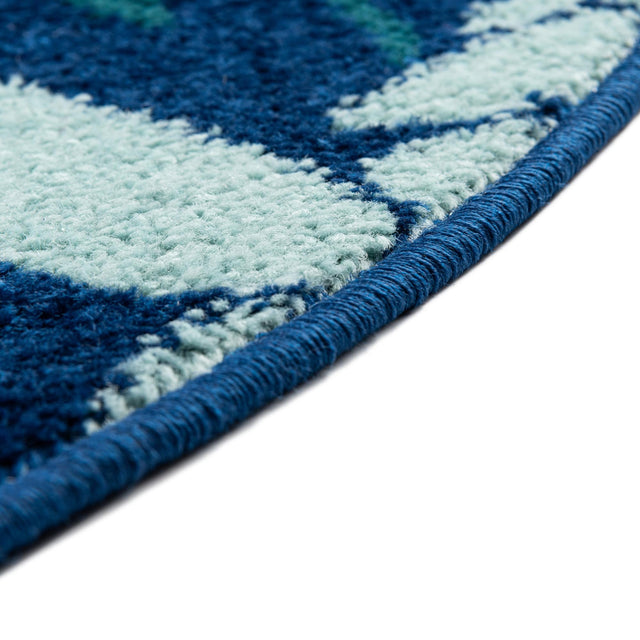 Navy Blue 10' x 10' Bloom Round Area Rug 100% Polypropylene With Cotton Backing Easy Clean Colorful Blooming Flower Floral Carpet for Living Dining Room Office Dorms for Sale at Rug Engine