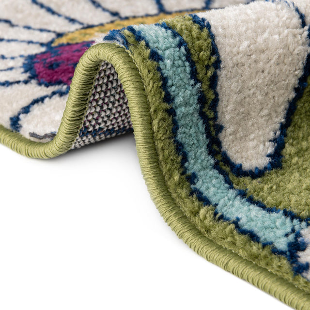Green 9' x 12' Bloom Rectangle Area Rug 100% Polypropylene With Cotton Backing Easy Clean Colorful Blooming Flower Floral Carpet for Living Dining Room Office Dorms for Sale at Rug Engine