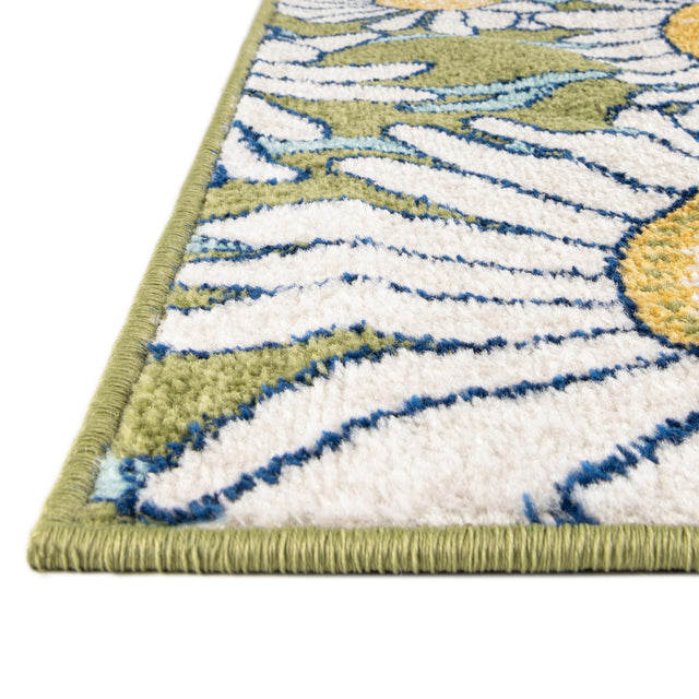 Green 7' x 7' Bloom Octagon Area Rug 100% Polypropylene With Cotton Backing Easy Clean Colorful Blooming Flower Floral Carpet for Living Dining Room Office Dorms for Sale at Rug Engine