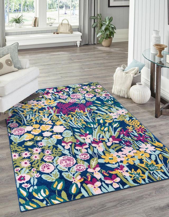 Multicolor 7' 10 x 11' Bloom Rectangle Area Rug 100% Polypropylene With Cotton Backing Easy Clean Colorful Blooming Flower Floral Carpet for Living Dining Room Office Dorms for Sale at Rug Engine