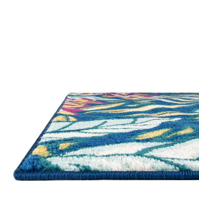 Navy Blue 2' 7 x 12' Bloom Runner Area Rug 100% Polypropylene With Cotton Backing Easy Clean Colorful Blooming Flower Floral Carpet for Living Dining Room Office Dorms for Sale at Rug Engine
