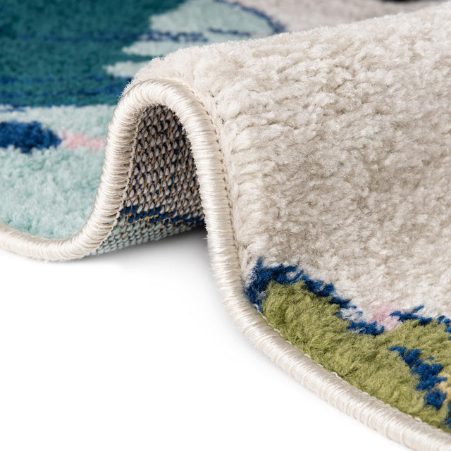 White 9' x 12' Bloom Rectangle Area Rug 100% Polypropylene With Cotton Backing Easy Clean Colorful Blooming Flower Floral Carpet for Living Dining Room Office Dorms for Sale at Rug Engine