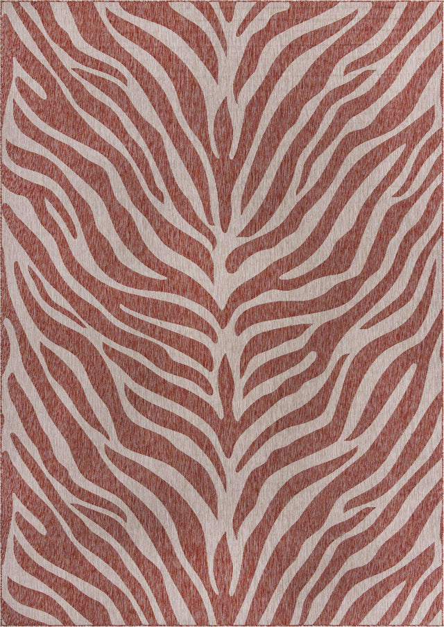 Rust Red 10' x 14' 1 Outdoor Safari Rectangle Area Rug Weather Resistant for Patio, Deck, Terrace, Balcony, Porch Animal Print Wildlife Nature Carpet for Sale at Rug Engine