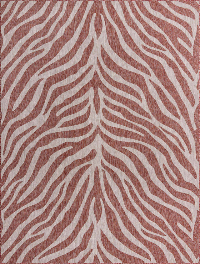 Rust Red 9' x 12' Outdoor Safari Rectangle Area Rug Weather Resistant for Patio, Deck, Terrace, Balcony, Porch Animal Print Wildlife Nature Carpet for Sale at Rug Engine