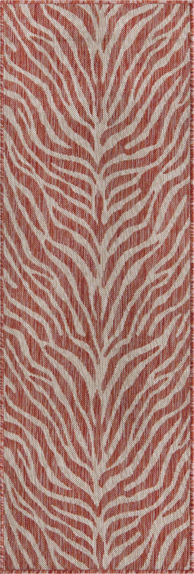 Rust Red 2' x 6' 1 Outdoor Safari Runner Area Rug Weather Resistant for Patio, Deck, Terrace, Balcony, Porch Animal Print Wildlife Nature Carpet for Sale at Rug Engine