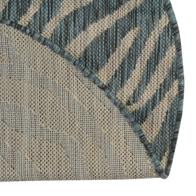 Teal 3' 1 x 3' 1 Outdoor Safari Round Area Rug Weather Resistant for Patio, Deck, Terrace, Balcony, Porch Animal Print Wildlife Nature Carpet for Sale at Rug Engine