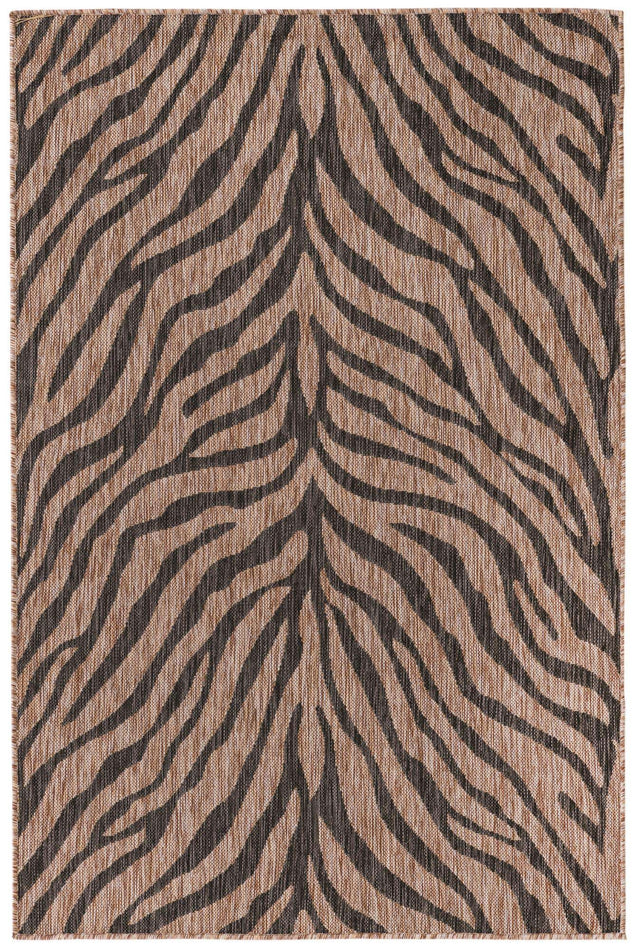 Natural 4' 1 x 6' 1 Outdoor Safari Rectangle Area Rug Weather Resistant for Patio, Deck, Terrace, Balcony, Porch Animal Print Wildlife Nature Carpet for Sale at Rug Engine