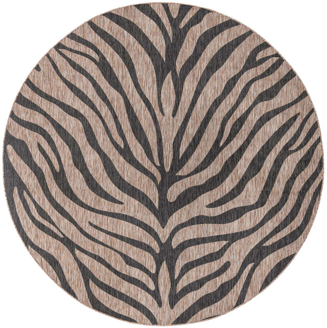 Natural 10' x 10' Outdoor Safari Round Area Rug Weather Resistant for Patio, Deck, Terrace, Balcony, Porch Animal Print Wildlife Nature Carpet for Sale at Rug Engine