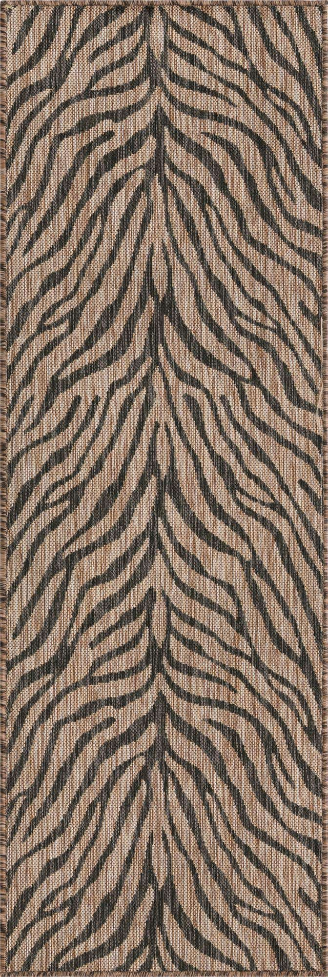 Natural 2' x 6' 1 Outdoor Safari Runner Area Rug Weather Resistant for Patio, Deck, Terrace, Balcony, Porch Animal Print Wildlife Nature Carpet for Sale at Rug Engine