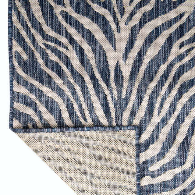 Blue 7' 10 x 11' Outdoor Safari Rectangle Area Rug Weather Resistant for Patio, Deck, Terrace, Balcony, Porch Animal Print Wildlife Nature Carpet for Sale at Rug Engine