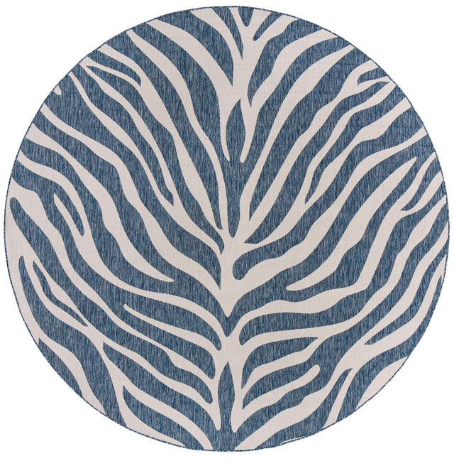 Blue 10' x 10' Outdoor Safari Round Area Rug Weather Resistant for Patio, Deck, Terrace, Balcony, Porch Animal Print Wildlife Nature Carpet for Sale at Rug Engine