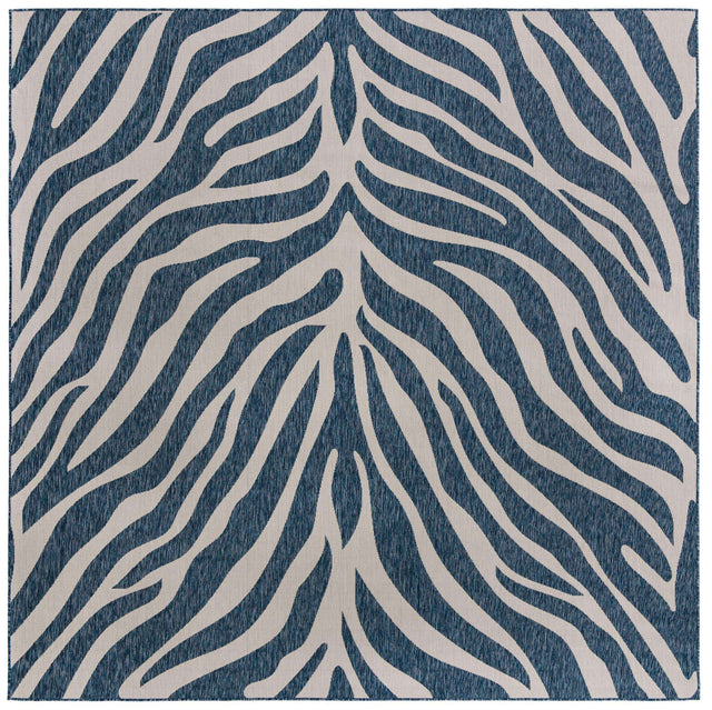 Blue 10' x 10' Outdoor Safari Square Area Rug Weather Resistant for Patio, Deck, Terrace, Balcony, Porch Animal Print Wildlife Nature Carpet for Sale at Rug Engine