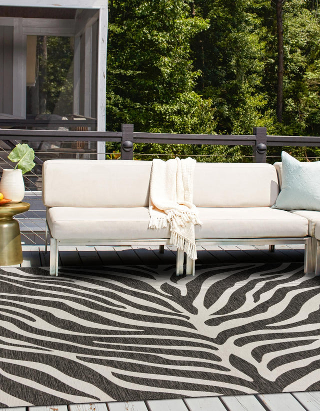 White 10' x 10' Outdoor Safari Square Area Rug Weather Resistant for Patio, Deck, Terrace, Balcony, Porch Animal Print Wildlife Nature Carpet for Sale at Rug Engine