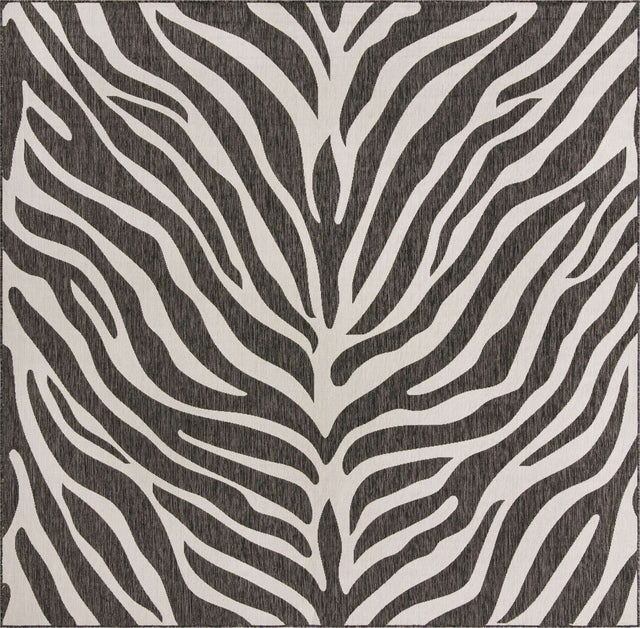 White 10' x 10' Outdoor Safari Square Area Rug Weather Resistant for Patio, Deck, Terrace, Balcony, Porch Animal Print Wildlife Nature Carpet for Sale at Rug Engine