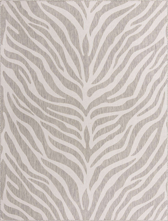 Gray 9' x 12' Outdoor Safari Rectangle Area Rug Weather Resistant for Patio, Deck, Terrace, Balcony, Porch Animal Print Wildlife Nature Carpet for Sale at Rug Engine