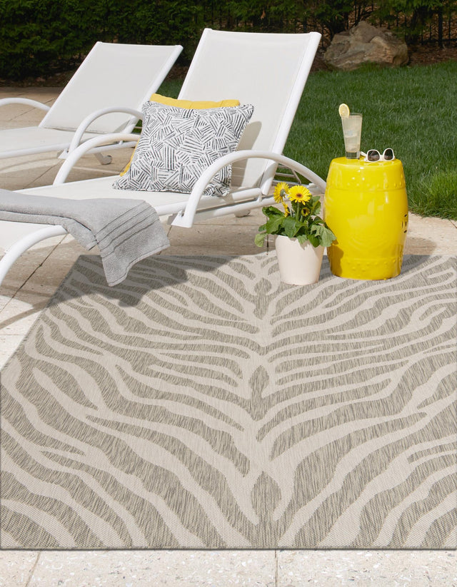 Gray 2' x 3' 1 Outdoor Safari Rectangle Area Rug Weather Resistant for Patio, Deck, Terrace, Balcony, Porch Animal Print Wildlife Nature Carpet for Sale at Rug Engine