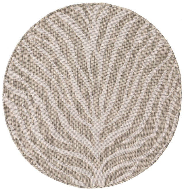 Gray 3' 1 x 3' 1 Outdoor Safari Round Area Rug Weather Resistant for Patio, Deck, Terrace, Balcony, Porch Animal Print Wildlife Nature Carpet for Sale at Rug Engine