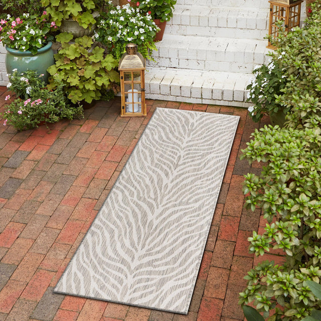 Gray 2' 7 x 10' Outdoor Safari Runner Area Rug Weather Resistant for Patio, Deck, Terrace, Balcony, Porch Animal Print Wildlife Nature Carpet for Sale at Rug Engine