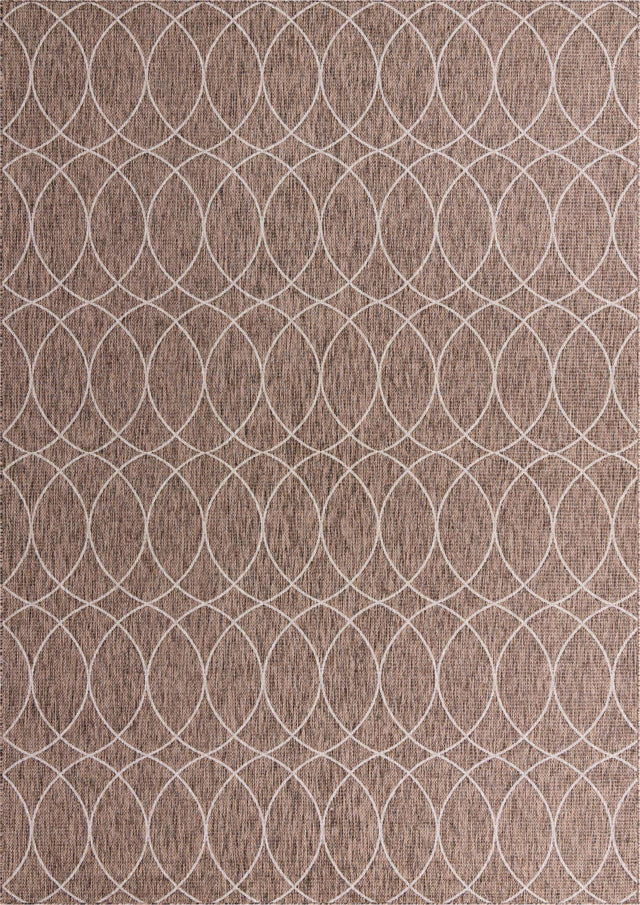 Brown 10' x 14' 1 Outdoor Trellis Rectangle Area Rug Weather Resistant for Patio, Deck, Terrace, Balcony, Porch Geometric Design Water Safe Outside Carpet for Sale at Rug Engine