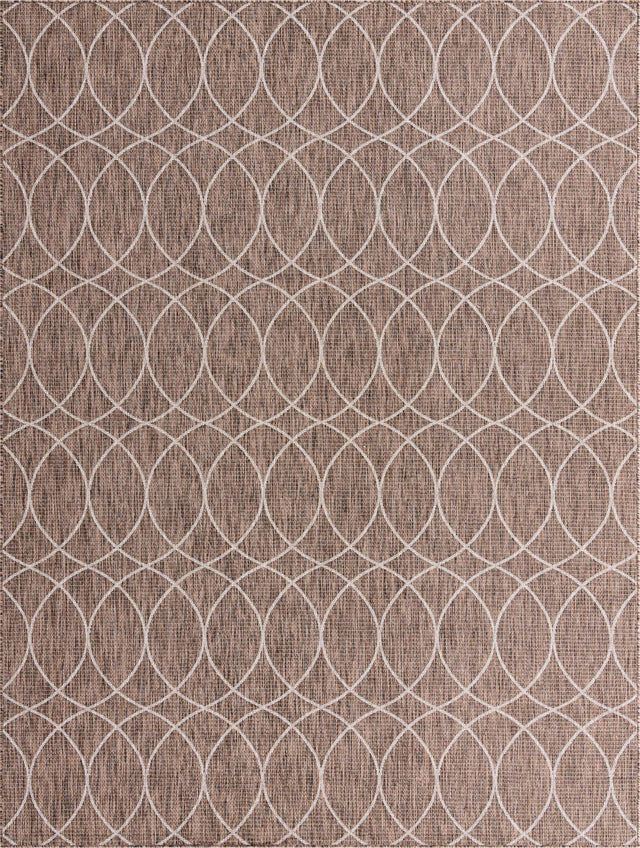 Brown 9' x 12' Outdoor Trellis Rectangle Area Rug Weather Resistant for Patio, Deck, Terrace, Balcony, Porch Geometric Design Water Safe Outside Carpet for Sale at Rug Engine