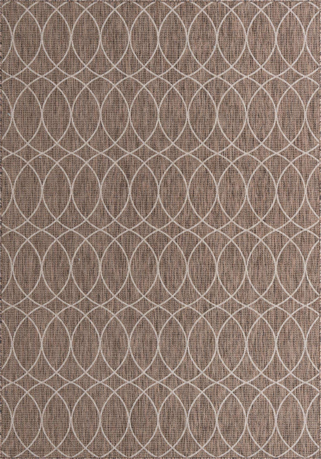 Brown 7' 10 x 11' Outdoor Trellis Rectangle Area Rug Weather Resistant for Patio, Deck, Terrace, Balcony, Porch Geometric Design Water Safe Outside Carpet for Sale at Rug Engine