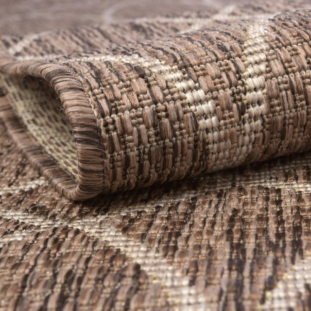 Brown 4' 1 x 6' 1 Outdoor Trellis Rectangle Area Rug Weather Resistant for Patio, Deck, Terrace, Balcony, Porch Geometric Design Water Safe Outside Carpet for Sale at Rug Engine