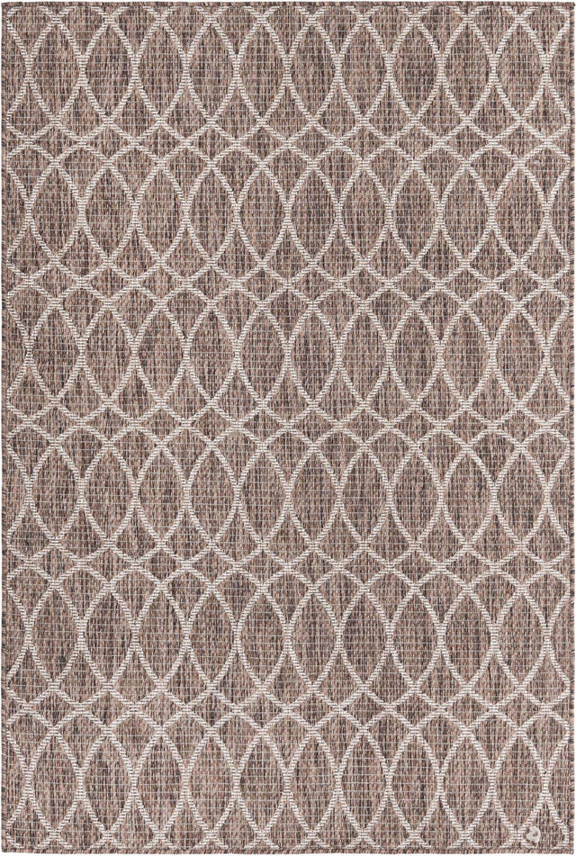 Brown 4' 1 x 6' 1 Outdoor Trellis Rectangle Area Rug Weather Resistant for Patio, Deck, Terrace, Balcony, Porch Geometric Design Water Safe Outside Carpet for Sale at Rug Engine