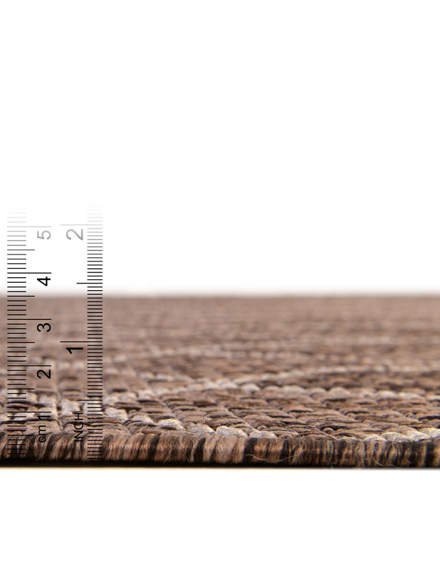Brown 3' 1 x 3' 1 Outdoor Trellis Round Area Rug Weather Resistant for Patio, Deck, Terrace, Balcony, Porch Geometric Design Water Safe Outside Carpet for Sale at Rug Engine