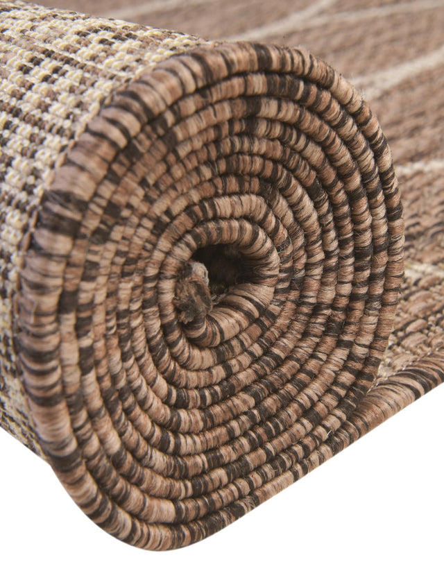 Brown 3' 1 x 3' 1 Outdoor Trellis Round Area Rug Weather Resistant for Patio, Deck, Terrace, Balcony, Porch Geometric Design Water Safe Outside Carpet for Sale at Rug Engine