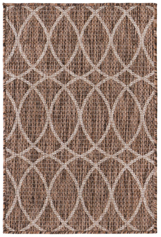 Brown 2' x 3' 1 Outdoor Trellis Rectangle Area Rug Weather Resistant for Patio, Deck, Terrace, Balcony, Porch Geometric Design Water Safe Outside Carpet for Sale at Rug Engine