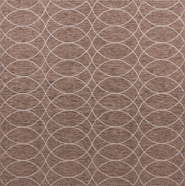 Brown 10' x 10' Outdoor Trellis Square Area Rug Weather Resistant for Patio, Deck, Terrace, Balcony, Porch Geometric Design Water Safe Outside Carpet for Sale at Rug Engine