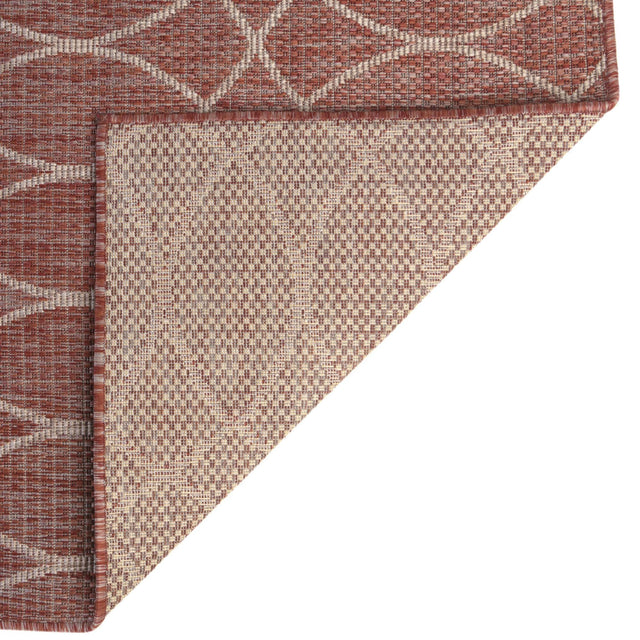 Rust Red 4' 1 x 6' 1 Outdoor Trellis Rectangle Area Rug Weather Resistant for Patio, Deck, Terrace, Balcony, Porch Geometric Design Water Safe Outside Carpet for Sale at Rug Engine