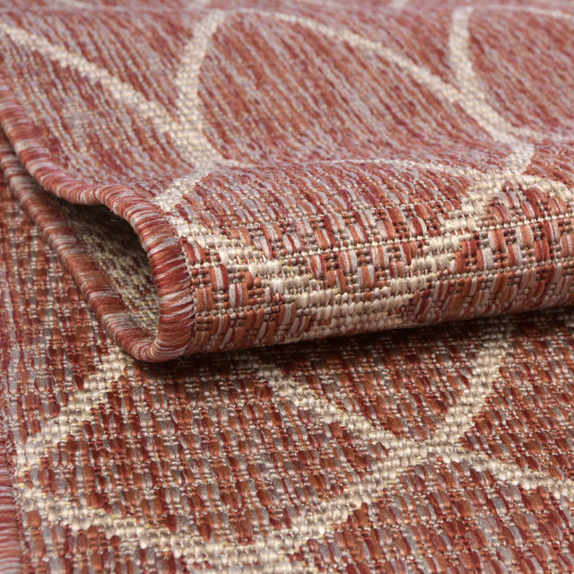 Rust Red 10' x 10' Outdoor Trellis Square Area Rug Weather Resistant for Patio, Deck, Terrace, Balcony, Porch Geometric Design Water Safe Outside Carpet for Sale at Rug Engine