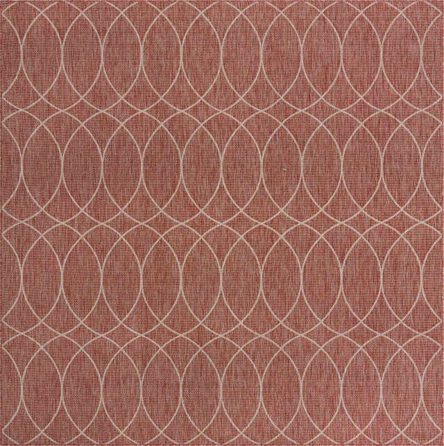 Rust Red 10' x 10' Outdoor Trellis Square Area Rug Weather Resistant for Patio, Deck, Terrace, Balcony, Porch Geometric Design Water Safe Outside Carpet for Sale at Rug Engine