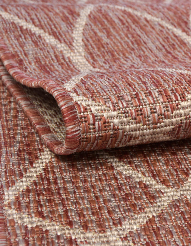 Rust Red 3' 1 x 3' 1 Outdoor Trellis Round Area Rug Weather Resistant for Patio, Deck, Terrace, Balcony, Porch Geometric Design Water Safe Outside Carpet for Sale at Rug Engine
