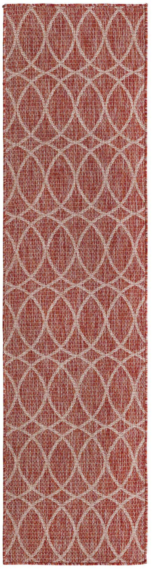 Rust Red 2' x 8' Outdoor Trellis Runner Area Rug Weather Resistant for Patio, Deck, Terrace, Balcony, Porch Geometric Design Water Safe Outside Carpet for Sale at Rug Engine