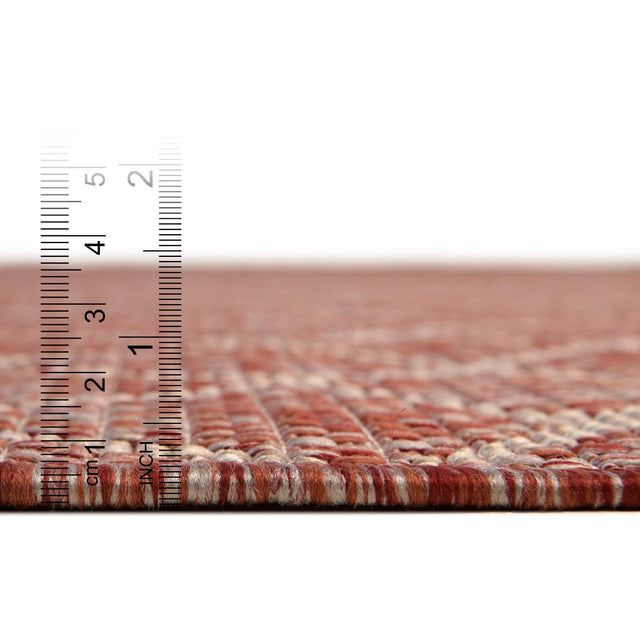 Rust Red 2' 7 x 10' Outdoor Trellis Runner Area Rug Weather Resistant for Patio, Deck, Terrace, Balcony, Porch Geometric Design Water Safe Outside Carpet for Sale at Rug Engine