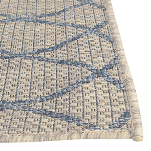 Gray Blue 10' x 10' Outdoor Trellis Square Area Rug Weather Resistant for Patio, Deck, Terrace, Balcony, Porch Geometric Design Water Safe Outside Carpet for Sale at Rug Engine