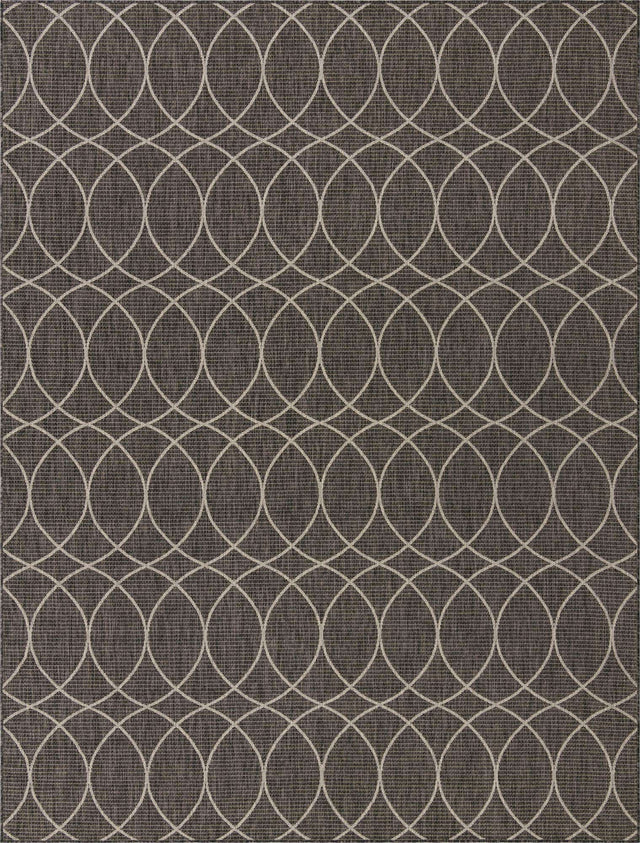 Charcoal 9' x 12' Outdoor Trellis Rectangle Area Rug Weather Resistant for Patio, Deck, Terrace, Balcony, Porch Geometric Design Water Safe Outside Carpet for Sale at Rug Engine