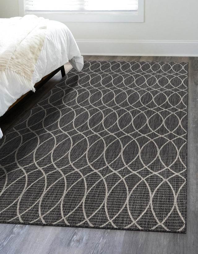 Charcoal 10' x 14' 1 Outdoor Trellis Rectangle Area Rug Weather Resistant for Patio, Deck, Terrace, Balcony, Porch Geometric Design Water Safe Outside Carpet for Sale at Rug Engine