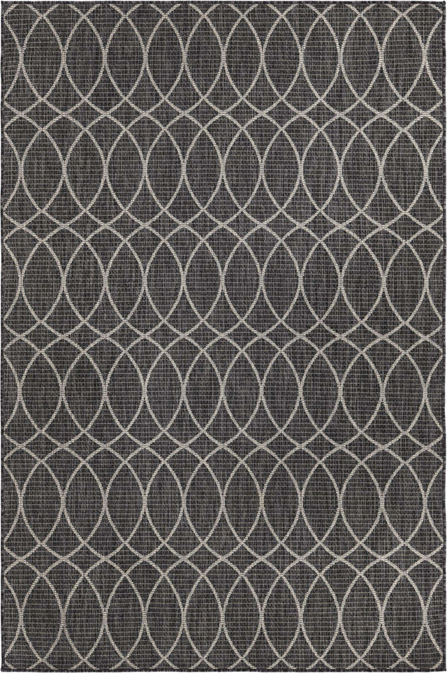 Charcoal 5' 3 x 8' Outdoor Trellis Rectangle Area Rug Weather Resistant for Patio, Deck, Terrace, Balcony, Porch Geometric Design Water Safe Outside Carpet for Sale at Rug Engine