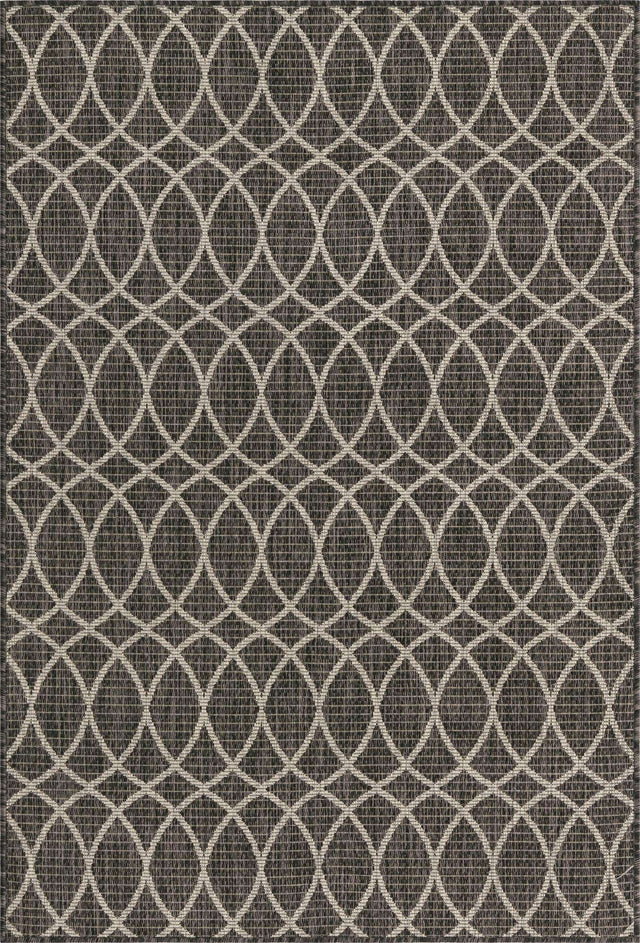 Charcoal 4' 1 x 6' 1 Outdoor Trellis Rectangle Area Rug Weather Resistant for Patio, Deck, Terrace, Balcony, Porch Geometric Design Water Safe Outside Carpet for Sale at Rug Engine