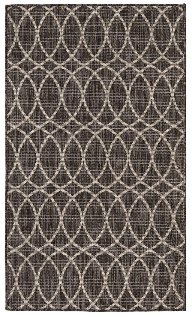 Charcoal 3' 1 x 5' 3 Outdoor Trellis Rectangle Area Rug Weather Resistant for Patio, Deck, Terrace, Balcony, Porch Geometric Design Water Safe Outside Carpet for Sale at Rug Engine