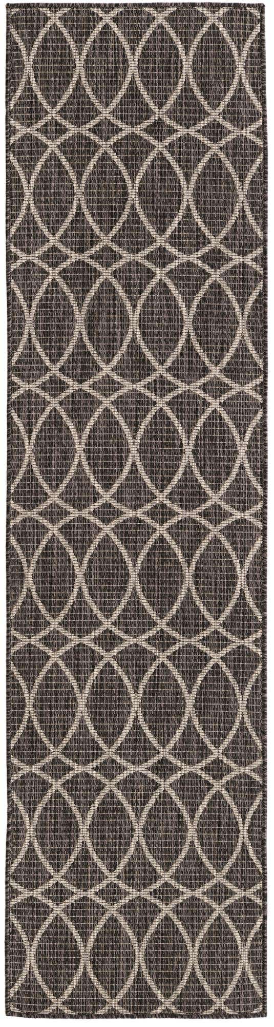 Charcoal 2' x 8' Outdoor Trellis Runner Area Rug Weather Resistant for Patio, Deck, Terrace, Balcony, Porch Geometric Design Water Safe Outside Carpet for Sale at Rug Engine