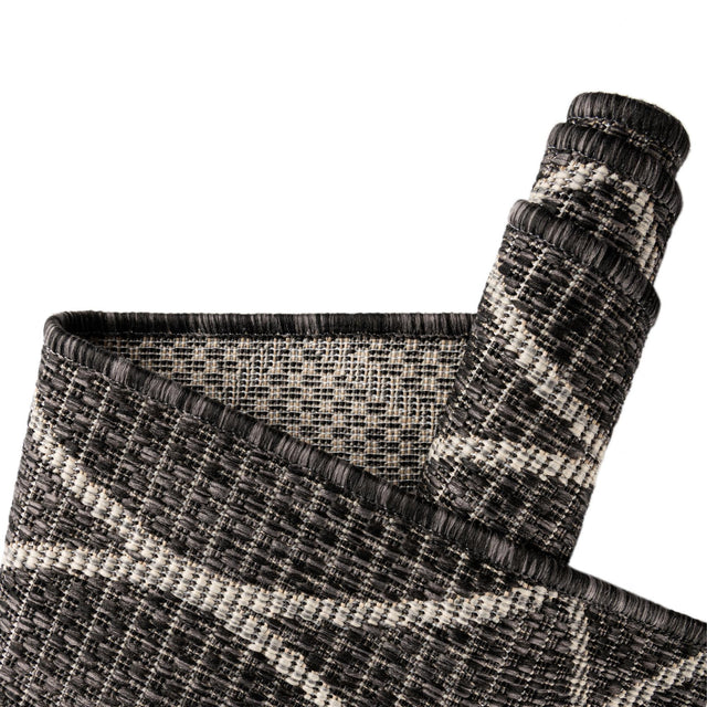 Charcoal 2' x 6' 1 Outdoor Trellis Runner Area Rug Weather Resistant for Patio, Deck, Terrace, Balcony, Porch Geometric Design Water Safe Outside Carpet for Sale at Rug Engine