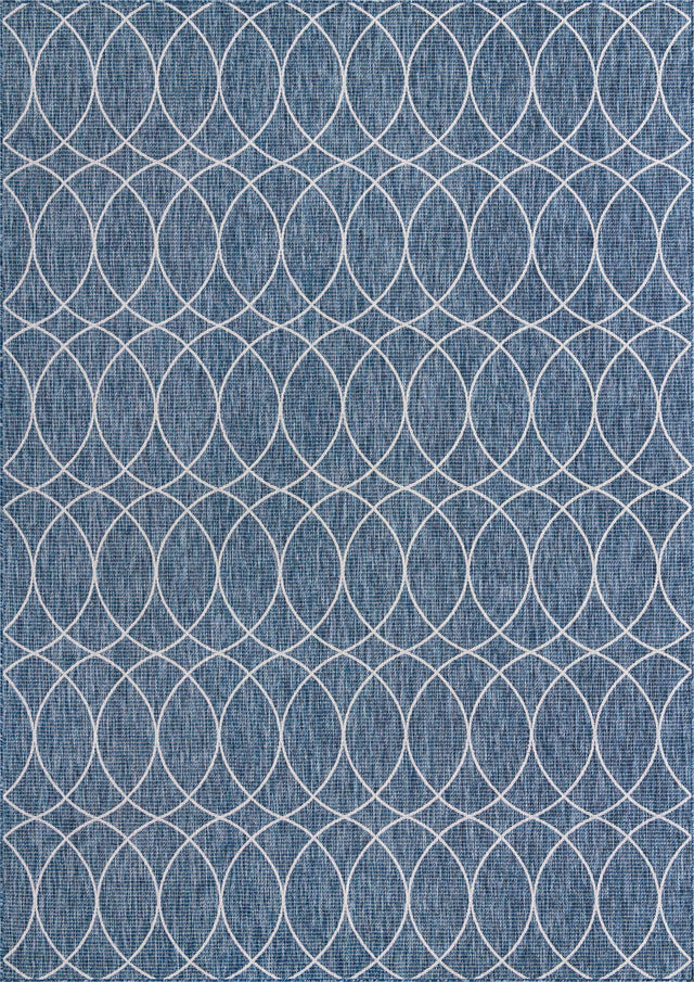 Blue 10' x 14' 1 Outdoor Trellis Rectangle Area Rug Weather Resistant for Patio, Deck, Terrace, Balcony, Porch Geometric Design Water Safe Outside Carpet for Sale at Rug Engine