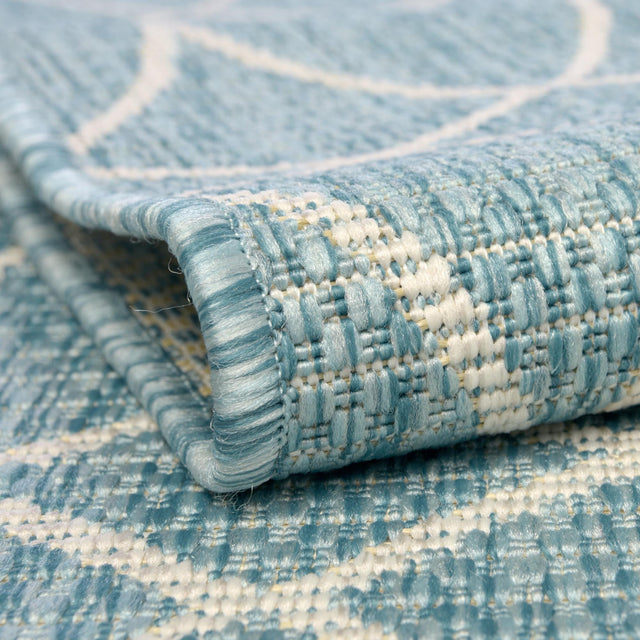 Light Aqua 3' x 3' Outdoor Trellis Round Area Rug Weather Resistant for Patio, Deck, Terrace, Balcony, Porch Geometric Design Water Safe Outside Carpet for Sale at Rug Engine